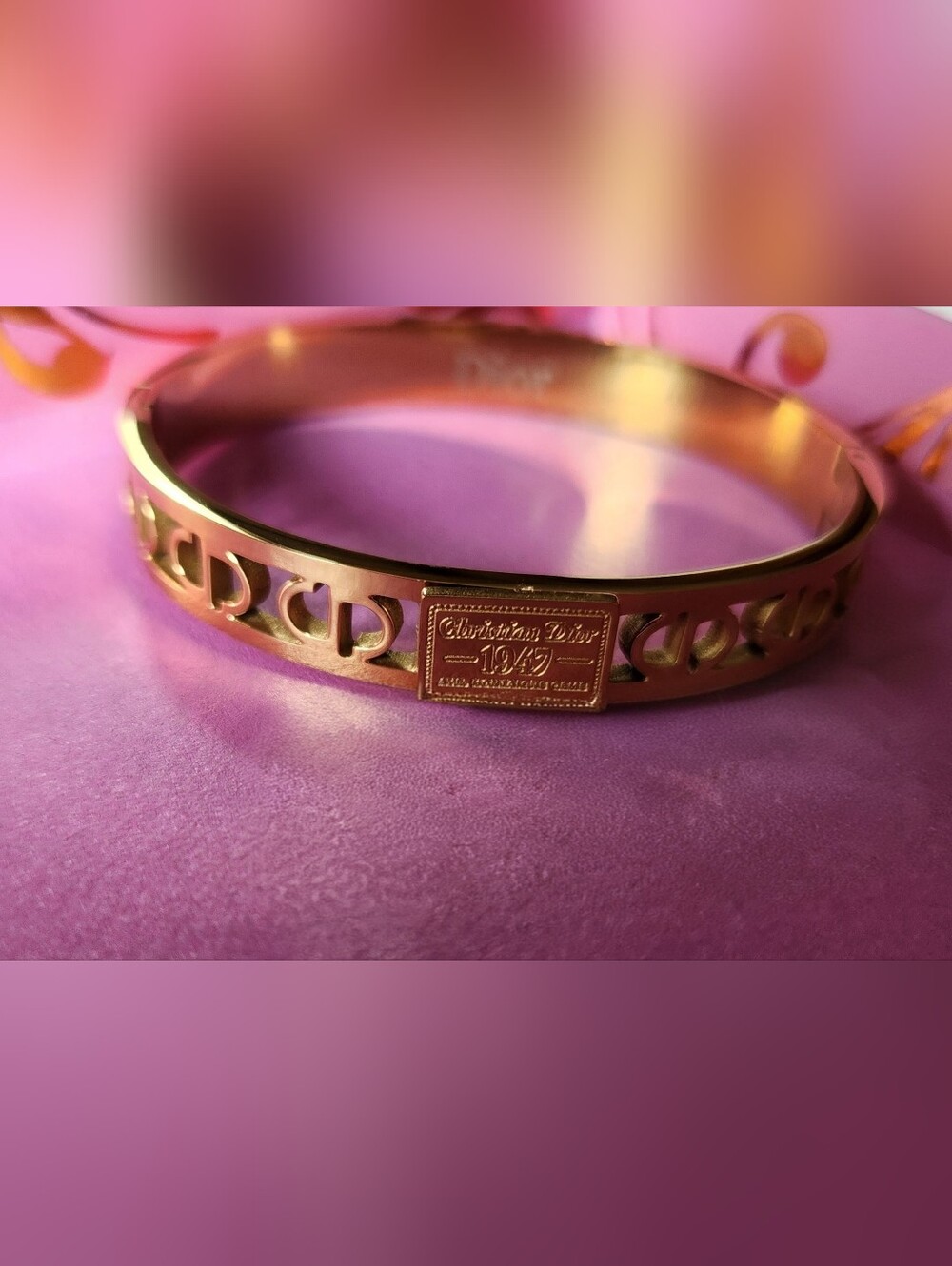 Dior Gold 1947 Cutout Logo Bangle
